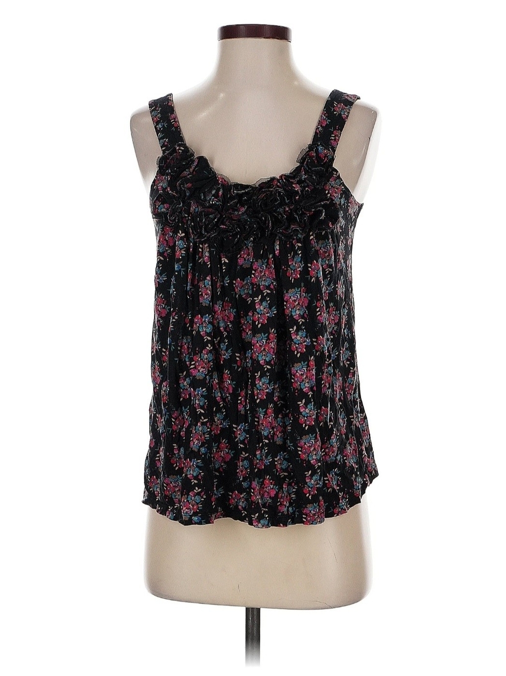 Express Black Floral Ruffle Camisole